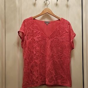 Elegant Pink Leaf Pattern Blouse